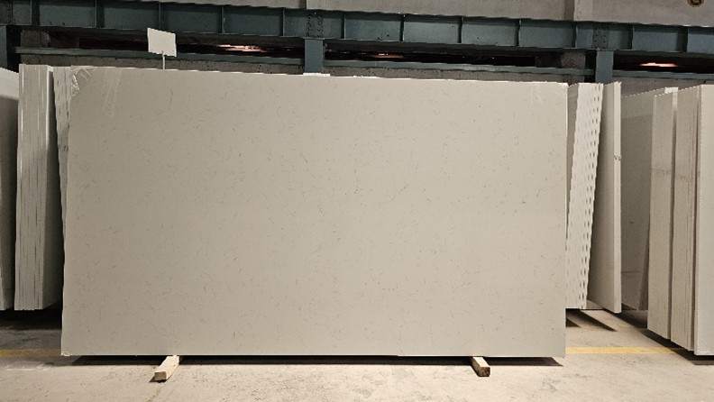 Stone factory overhead view manufacturing operations granite quartz cutting facility