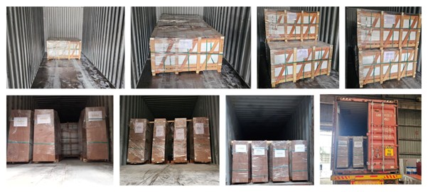 Forklift loading wooden crates granite countertops container shipping international freight